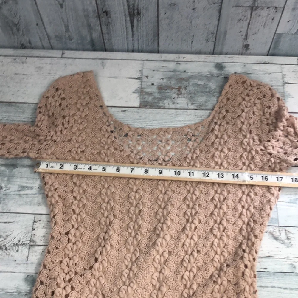 Free People Crocheted Bell Sleeve Top w/Cami Small
